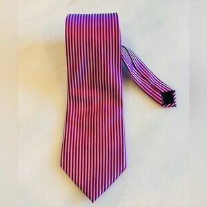 TITANT Custom Hand Made 100% Silk -Striped Pink and Magenta Tie